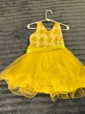 Knitworks Bright Yellow Floral Tulle Dress